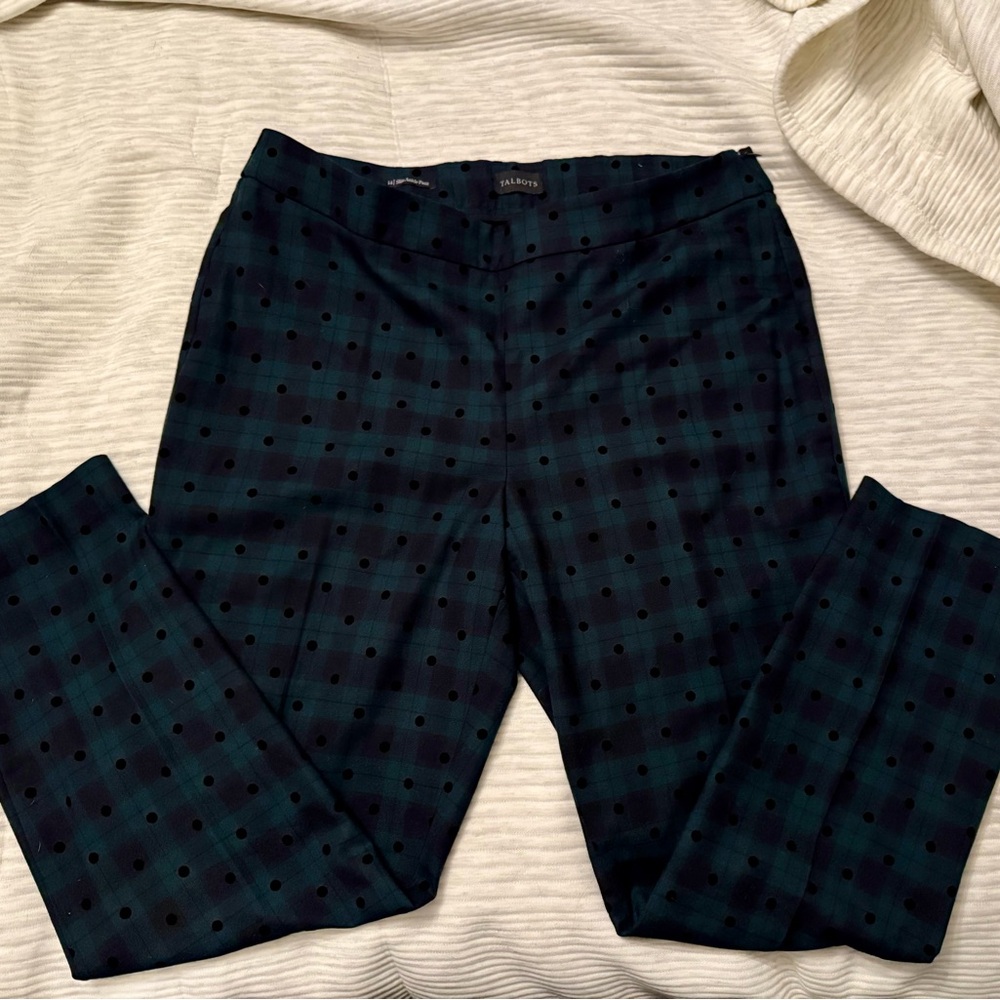 Talbots Green & Navy Plaid Pants